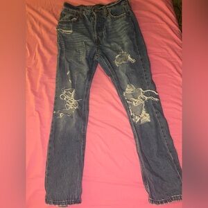 Aeropostale Ripped High-Rise Straight Jeans